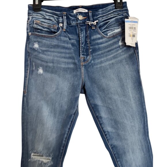Good American Good leg Crop Size 4/27 Distressed Stretchy Slim High Rise NWT - Picture 4 of 9